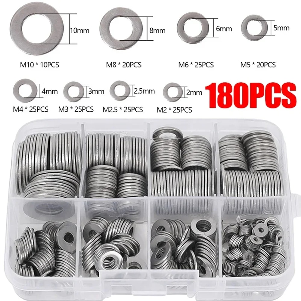Stainless Steel Washer Assortment Kit Premium Flat Washers For Screws And Bolts 3