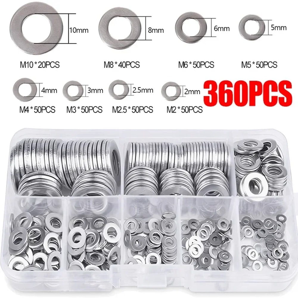 Stainless Steel Washer Assortment Kit Premium Flat Washers For Screws And Bolts 5
