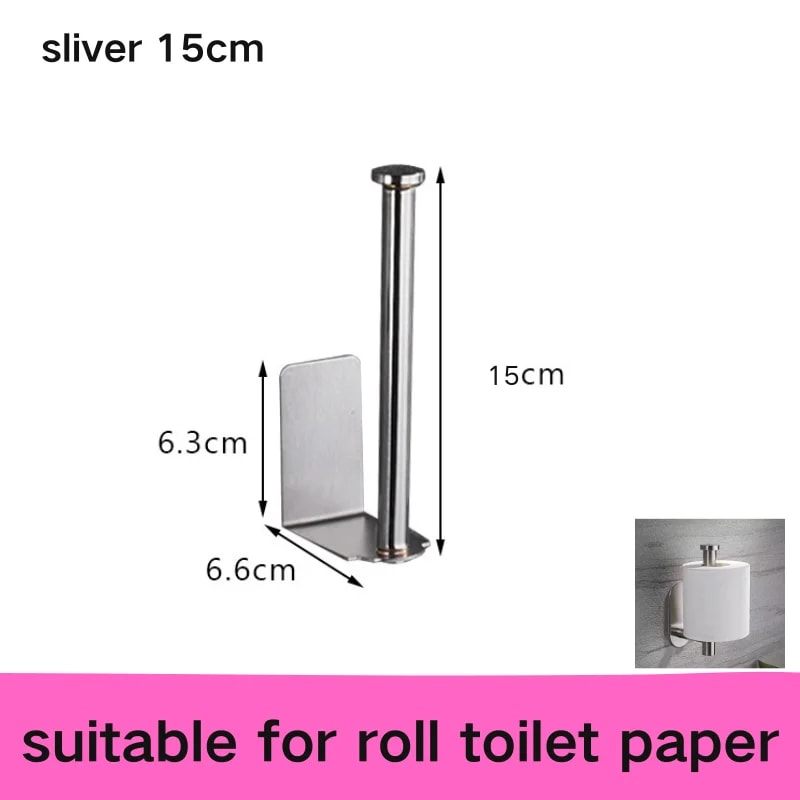 No Punching Stainless Steel Toilet Paper Holder Self Adhesive Bathroom Kitchen Roll Holder 2