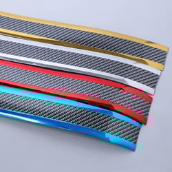 car threshold protector strip anti scratch rubber bumper sticker with carbon fiber texture