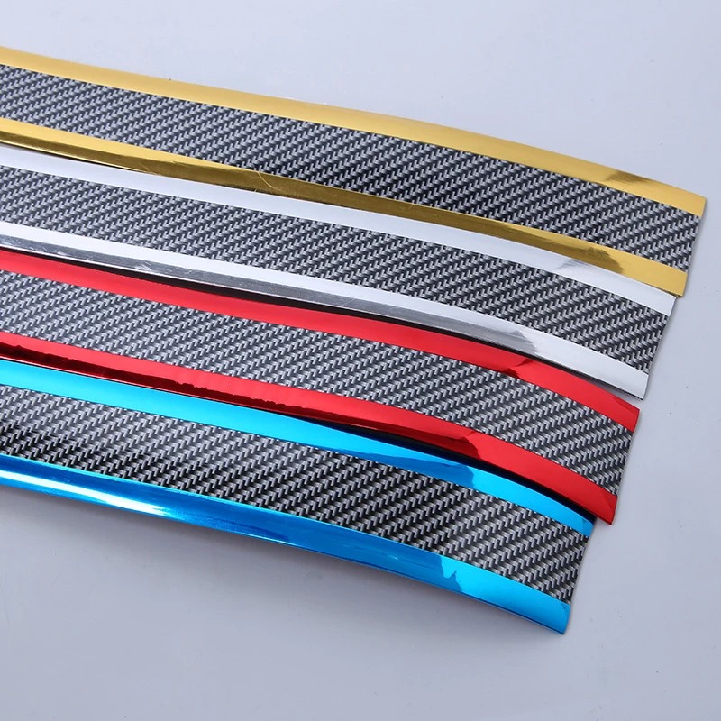 Car Threshold Protector Strip Anti Scratch Rubber Bumper Sticker With Carbon Fiber Texture 0