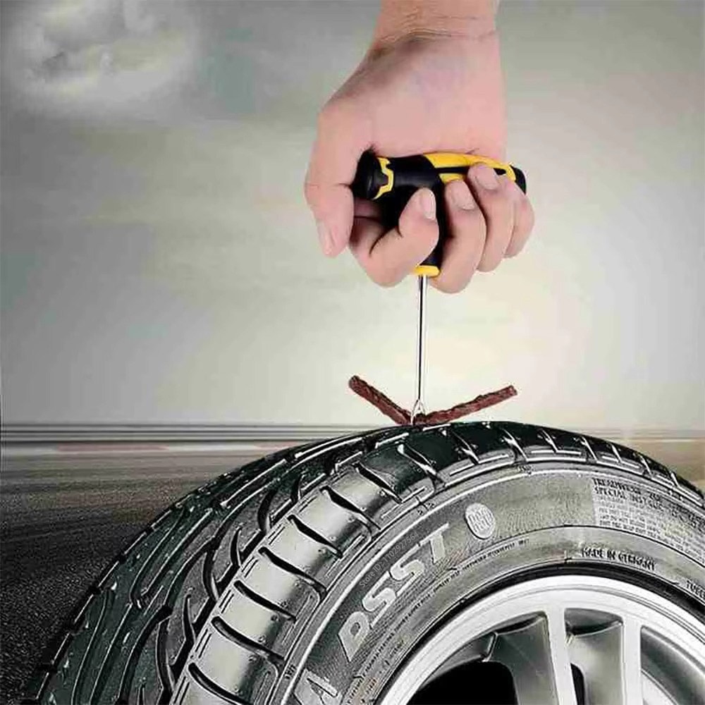 Car Tire Repair Kit Emergency Tire Puncture Plug Tools Complete Kit With Glue Repair Strips And Acc 5