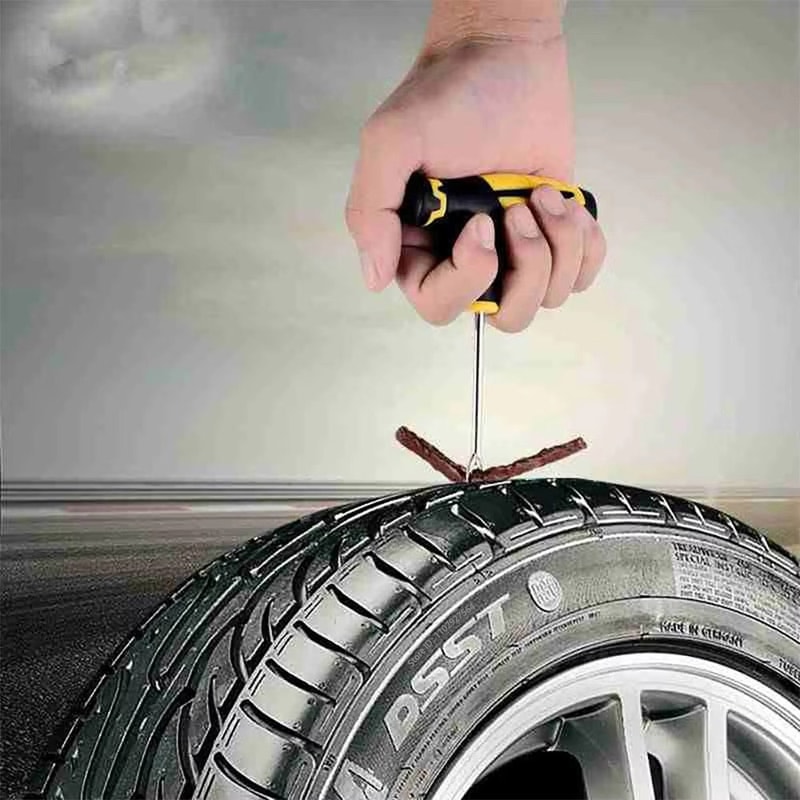 Car Tire Repair Kit Emergency Tire Puncture Plug Tools Complete Kit With Glue Repair Strips And Acc 5