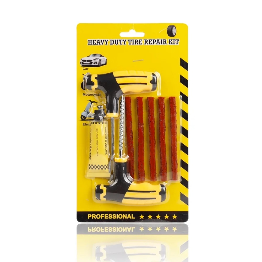 Car Tire Emergency Repair Kit With Plug Tools For Fast Tubeless Puncture Fix 1