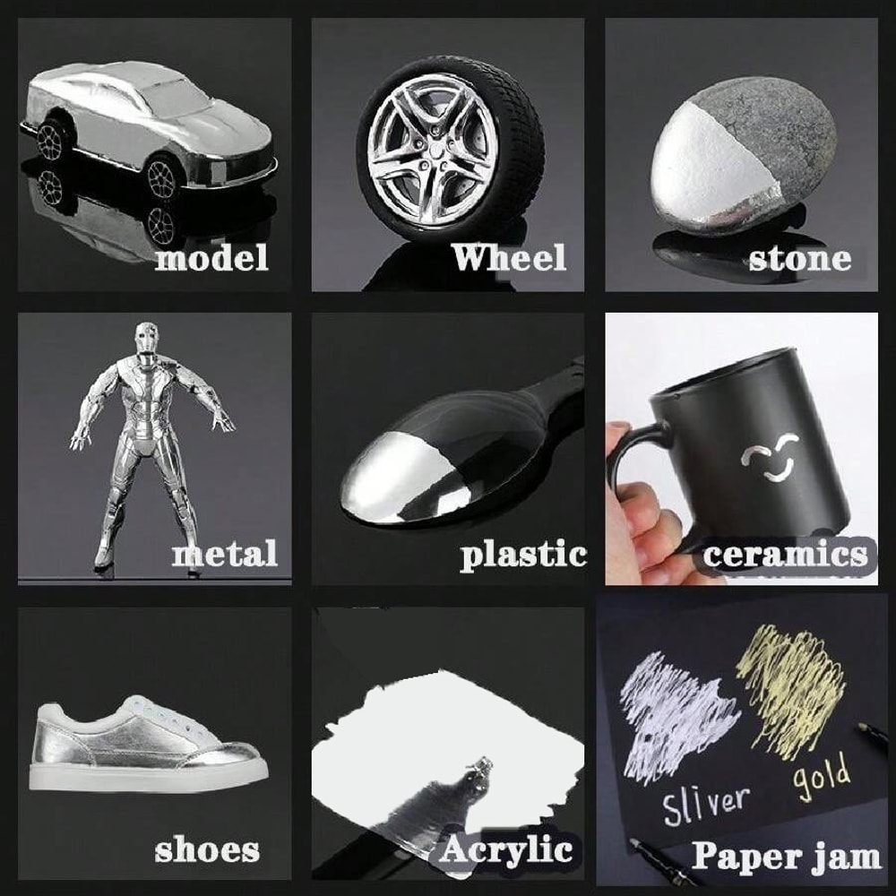 DIY Reflective Paint Pens For Mirror Art Chrome Gold Silver Copper Signature Markers For Car Craftw 6