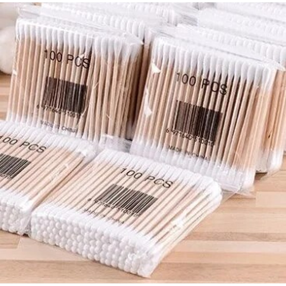 Natural Double Head Wood Cotton Swabs For Gentle Personal Care And Makeup Precision 3