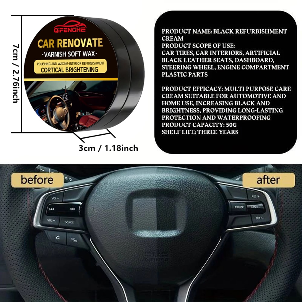 Crystal Clear Car Interior Restorer Wax Auto Panel Renewal Polish For Plastic Vinyl 1