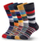 Mens Fun Dress Socks Colorful Striped Combed Cotton Novelty Socks For Cool Breathable Casual Wear 8