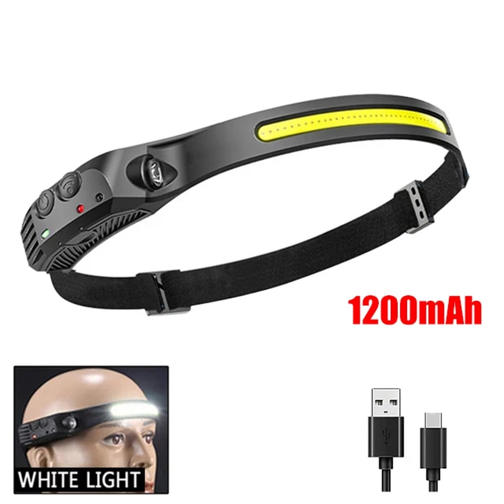 USB Rechargeable LED Headlamp With Sensor Built In Battery Induction Headlight For Outdoor Camping 7