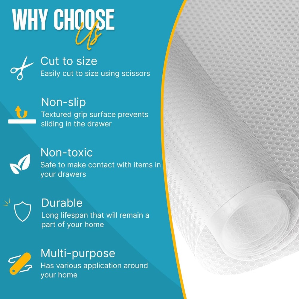 Premium Non Slip Kitchen Shelf Liner Waterproof Easy Clean Drawer Cabinet Liner For Cupboards 5