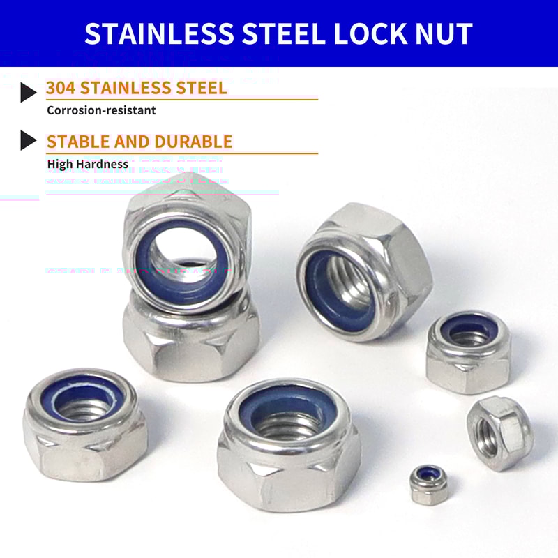 Hex Nylon Insert Self Lock Nut Assortment Kit Stainless Steel Durable Locknut Set 3