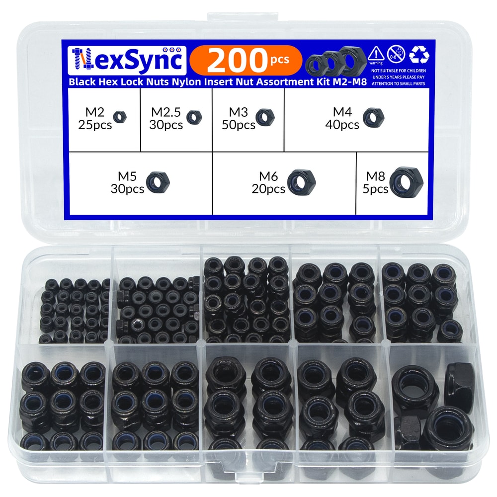 Hex Nylon Insert Self Lock Nut Assortment Kit Stainless Steel Durable Locknut Set 0