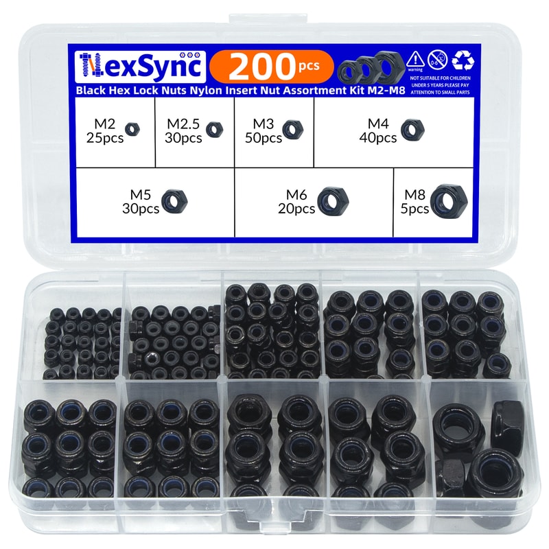 Hex Nylon Insert Self Lock Nut Assortment Kit Stainless Steel Durable Locknut Set 0