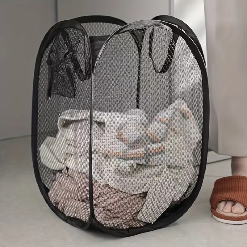 Large Capacity Foldable Mesh Laundry Basket Durable Space Saving Breathable Storage Solution 1
