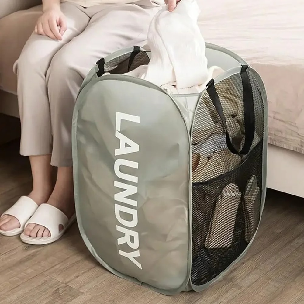 Large Capacity Foldable Mesh Laundry Basket Durable Space Saving Breathable Storage Solution 3
