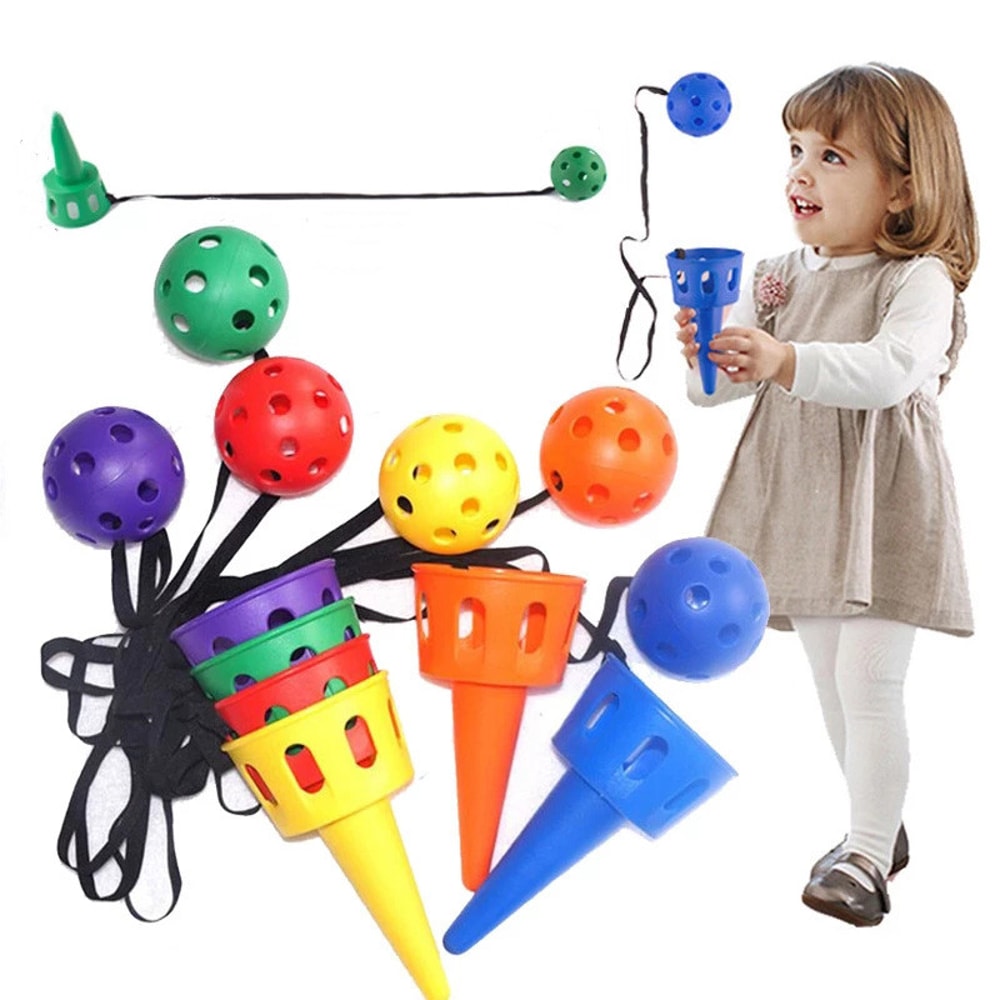 Throw And Catch Ball Game Set Outdoor Toy For Kids Hand Eye Coordination Training Fun 1