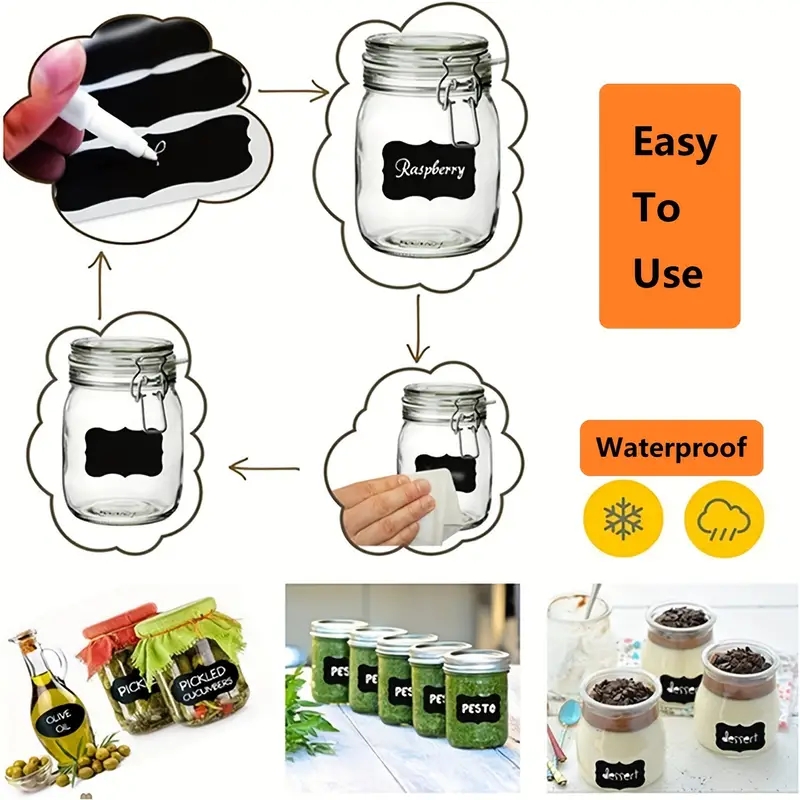 Removable Blackboard Stickers With Erasable Pen Waterproof Chalkboard Labels For Home Kitchen 2