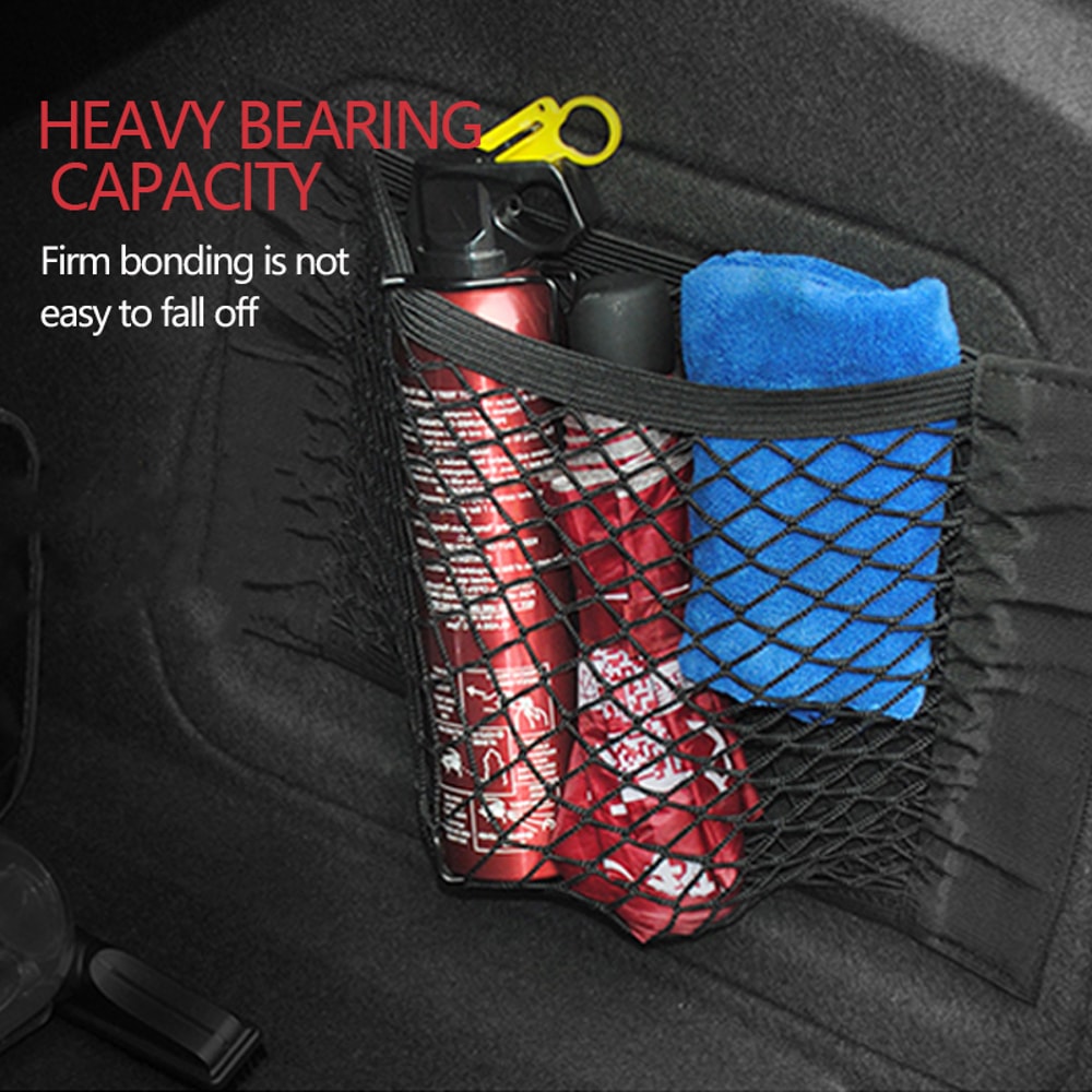 Car Trunk Mesh Organizer Universal Auto Storage Net With Magic Tape 1