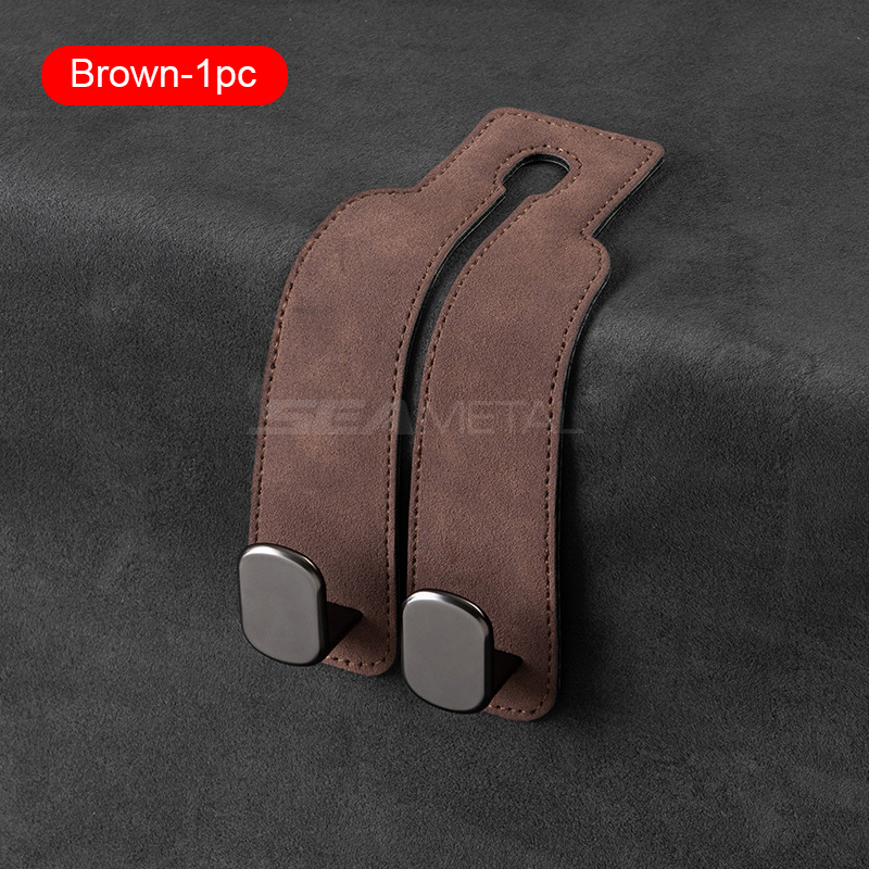 Premium Suede Car Headrest Hook Large Load Bearing Alloy Dual Hook For Rear Seat Hanging Universal 3