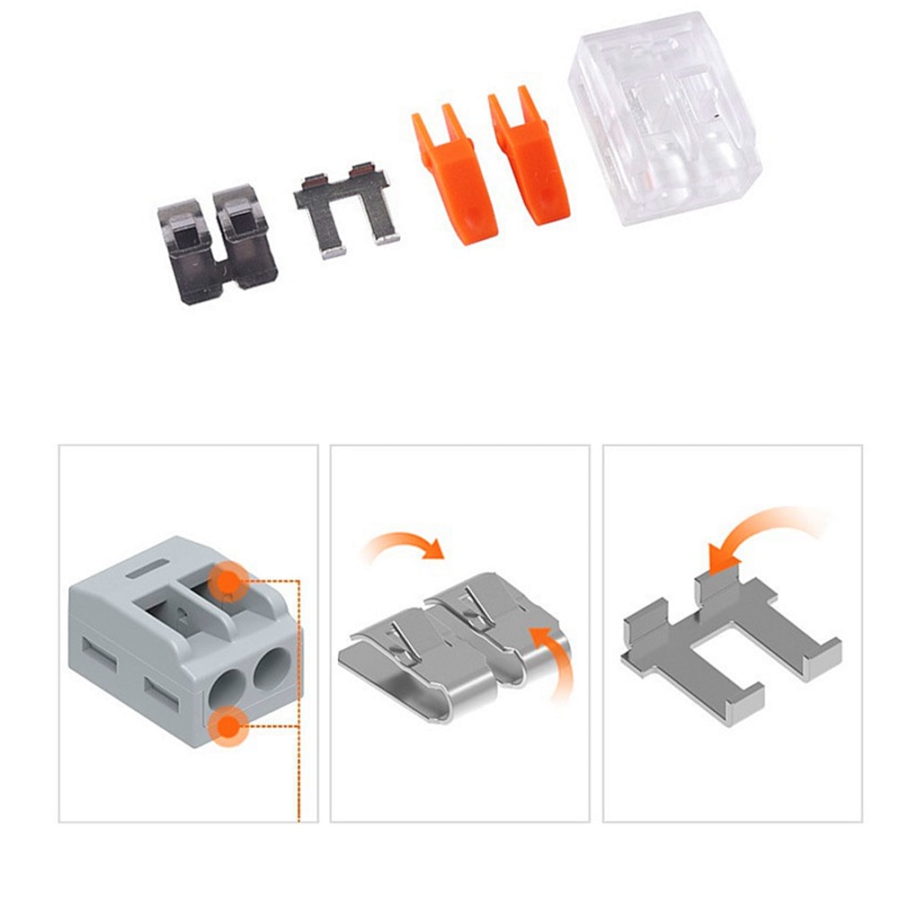 Orange Universal Quick Plug In Terminals Electrical Wire Connectors Set 4