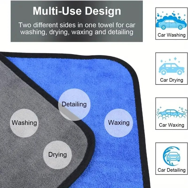 Microfiber Car Washing Towel Quick Drying Soft Dual Layer Cleaning Cloth For Windows Mirrors 4