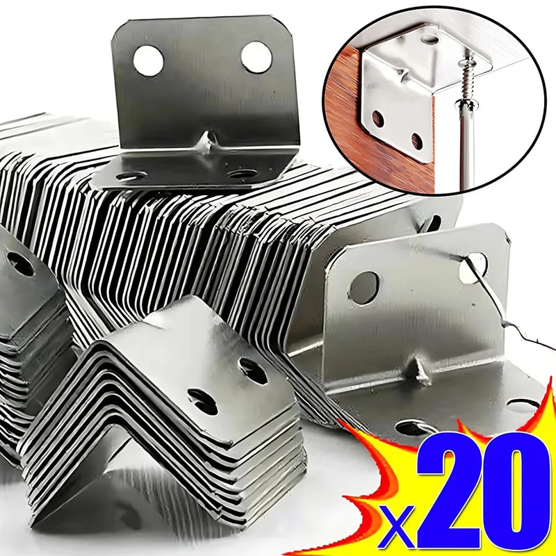 Heavy Duty Angle Iron Bracket Set For Furniture Cabinets Stainless Steel Fixed Connectors 5