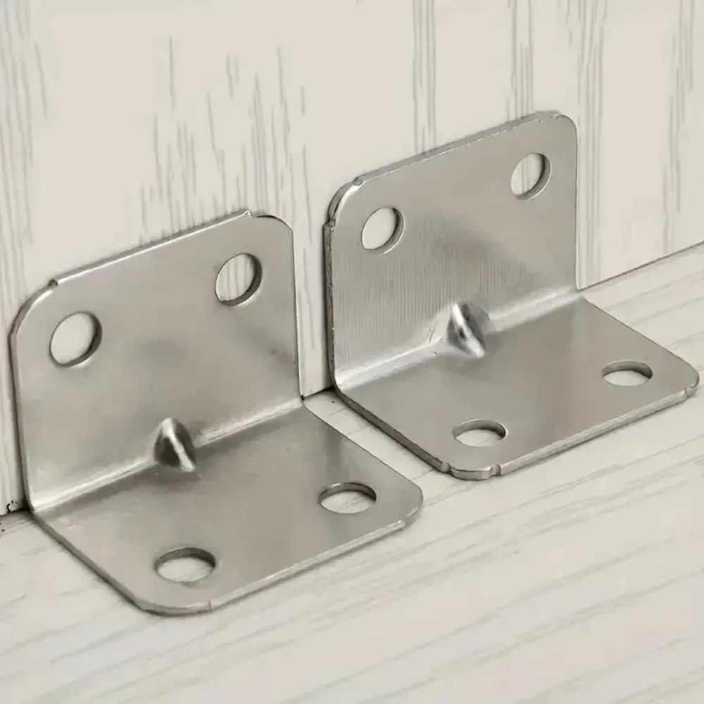 Heavy Duty Angle Iron Bracket Set For Furniture Cabinets Stainless Steel Fixed Connectors 0