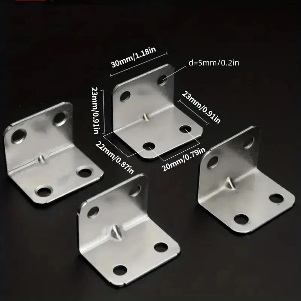Heavy Duty Angle Iron Bracket Set For Furniture Cabinets Stainless Steel Fixed Connectors 4
