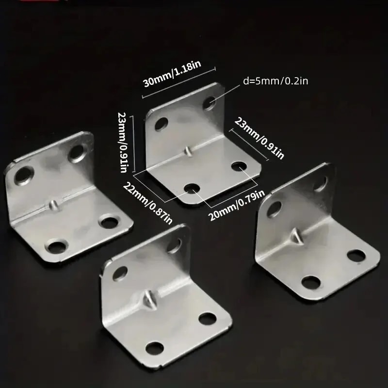 Heavy Duty Angle Iron Bracket Set For Furniture Cabinets Stainless Steel Fixed Connectors 4