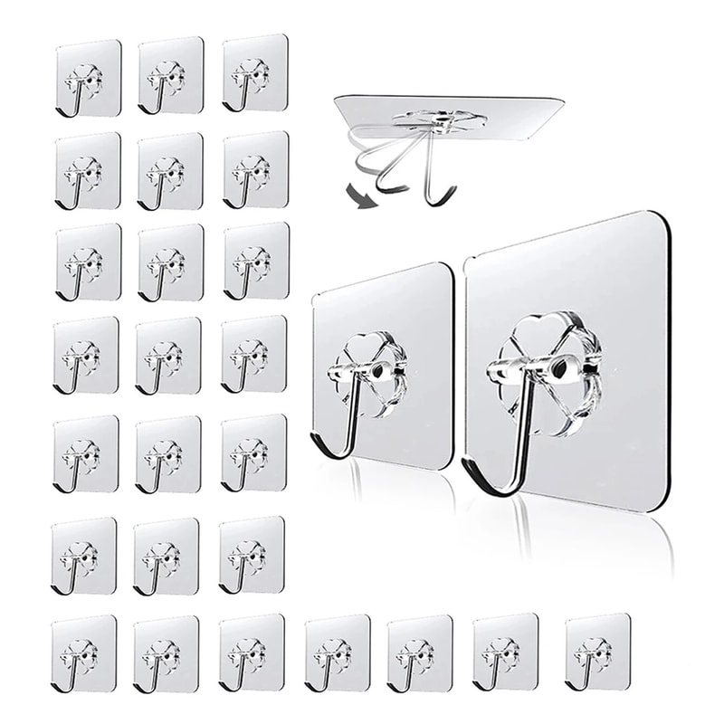 Transparent Wall Mount Hooks Strong Grip Traceless Easy Install Multifunctional For Modern Decor 4