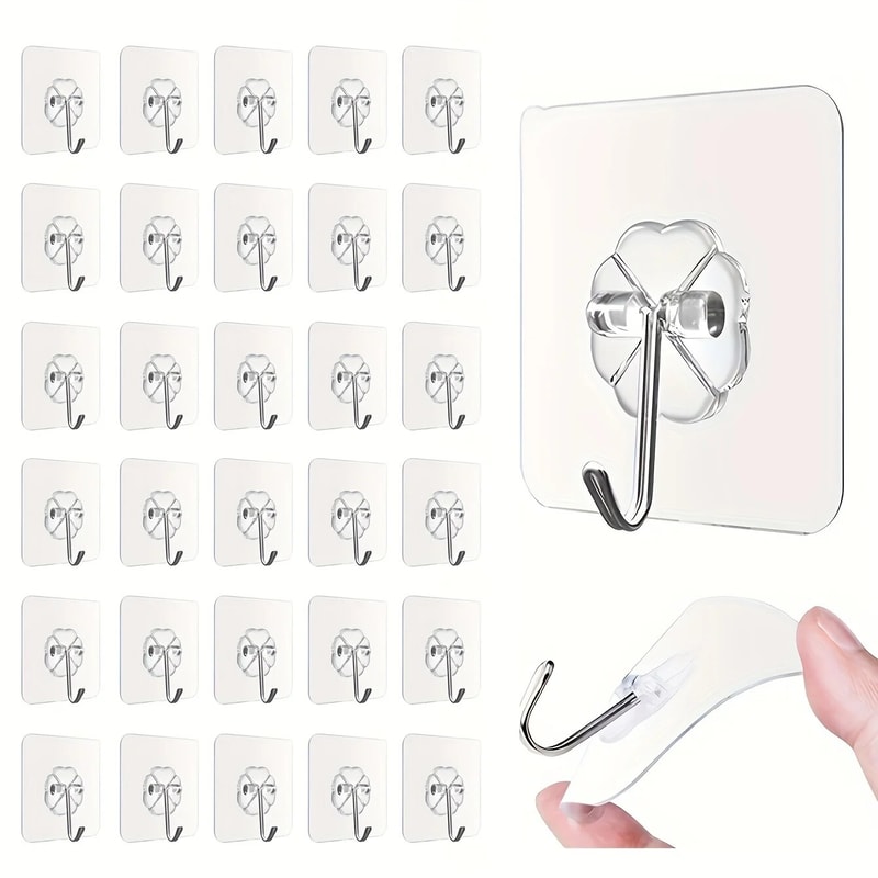 Transparent Wall Mount Hooks Strong Grip Traceless Easy Install Multifunctional For Modern Decor 1