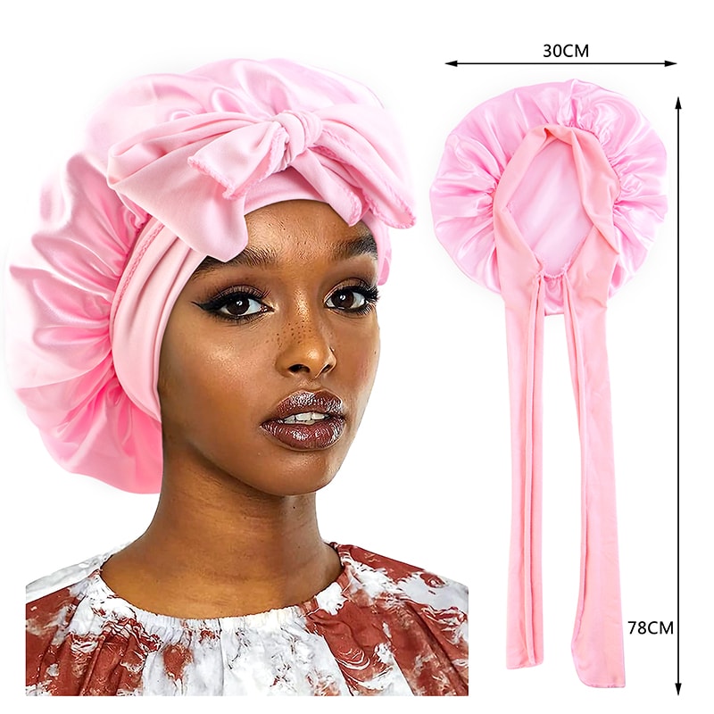 New Satin Sleeping Cap For Women Stretchy Silk Nightcap For Hair Care Shower 10