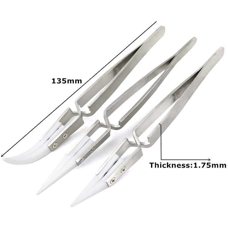 Precision Ceramic Tweezers For Soldering Anti Static Acid Resistant Durable Straight Tip Elbow Ti 2