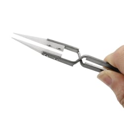 precision ceramic tweezers for soldering, anti static, acid resistant, & durable straight tip & elbow tips