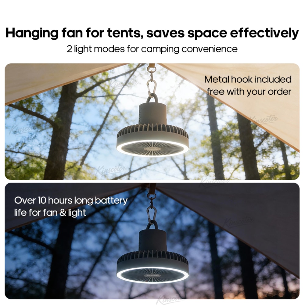 Portable Camping Fan With LED Lighting Power Bank Rechargeable Wireless Circulator For Outdoor In 6