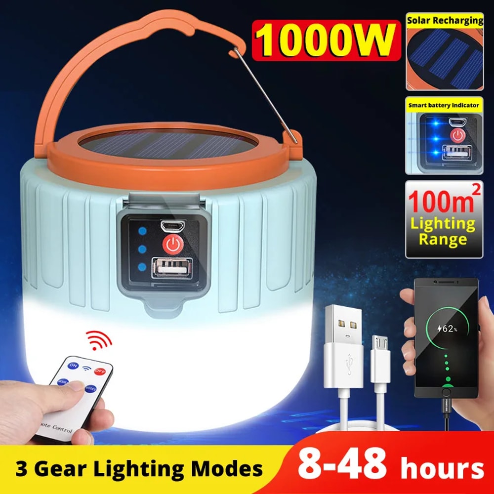 Portable Camping Light Power Bank LED Lantern Waterproof Rechargeable Floodlight Flashlight For Ou 5