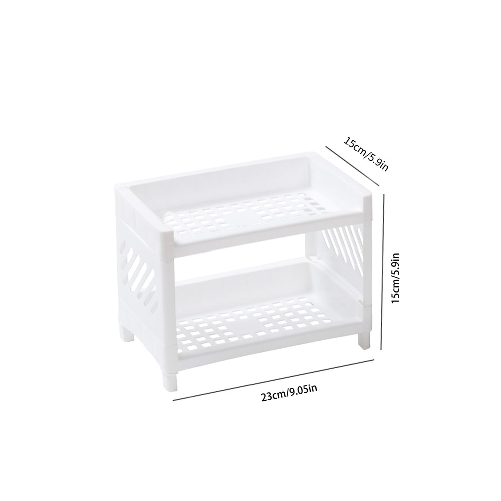 Desktop Double Layer Storage Rack White Organizer For Office Desk Cosmetics Stationery 5