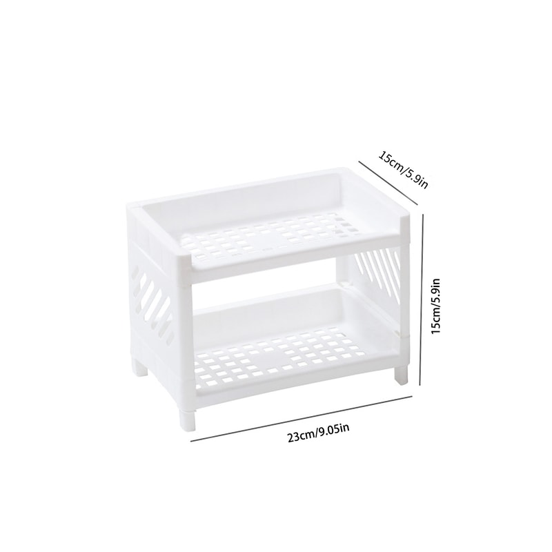 Desktop Double Layer Storage Rack White Organizer For Office Desk Cosmetics Stationery 5