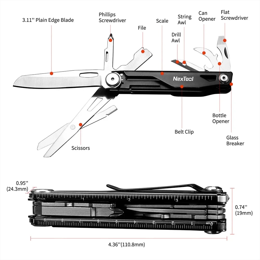 Multi Tool Folding Knife Survival Kit Outdoor EDC Pocket Knife With Scissors Screwdrivers And More 4