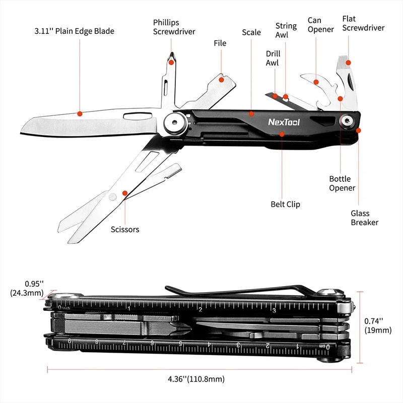 Multi Tool Folding Knife Survival Kit Outdoor EDC Pocket Knife With Scissors Screwdrivers And More 4