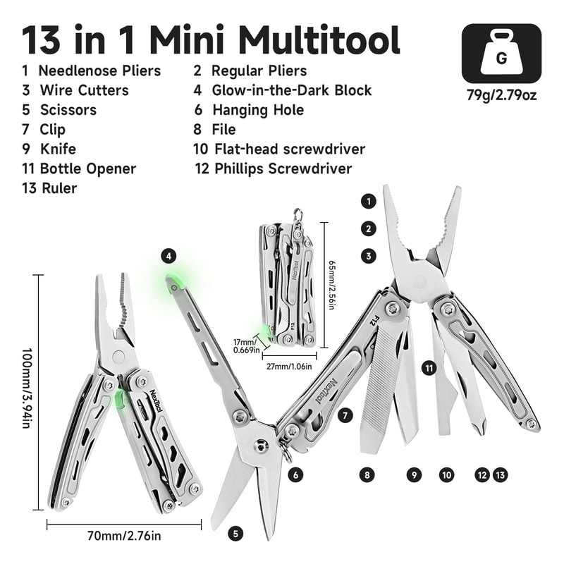 Mini Flagship Multi Tool Folding EDC Tool Compact Durable Screwdriver Pliers File Ruler For Outdoo 1