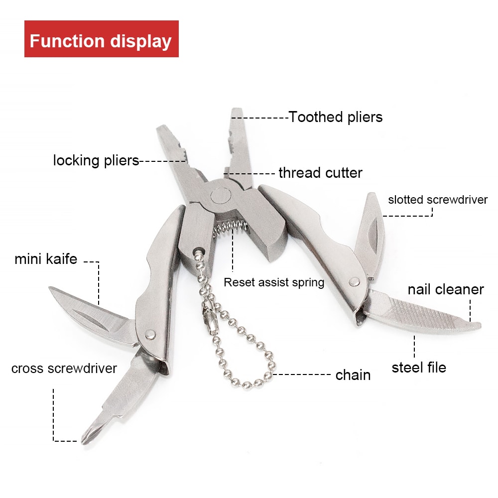 Mini Lightweight Folding Pliers Multifunctional Pocket Tool For Hiking Outdoor Keychain Use 3