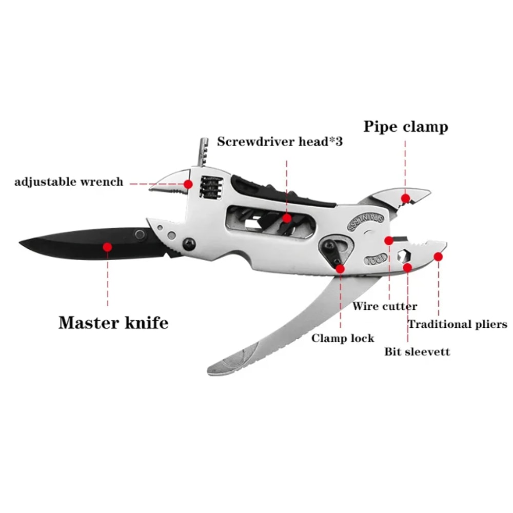 Multi Tool Survival Knife Set Adjustable Wrench Knife Pliers Wire Cutter For Emergency And Outdoor 4