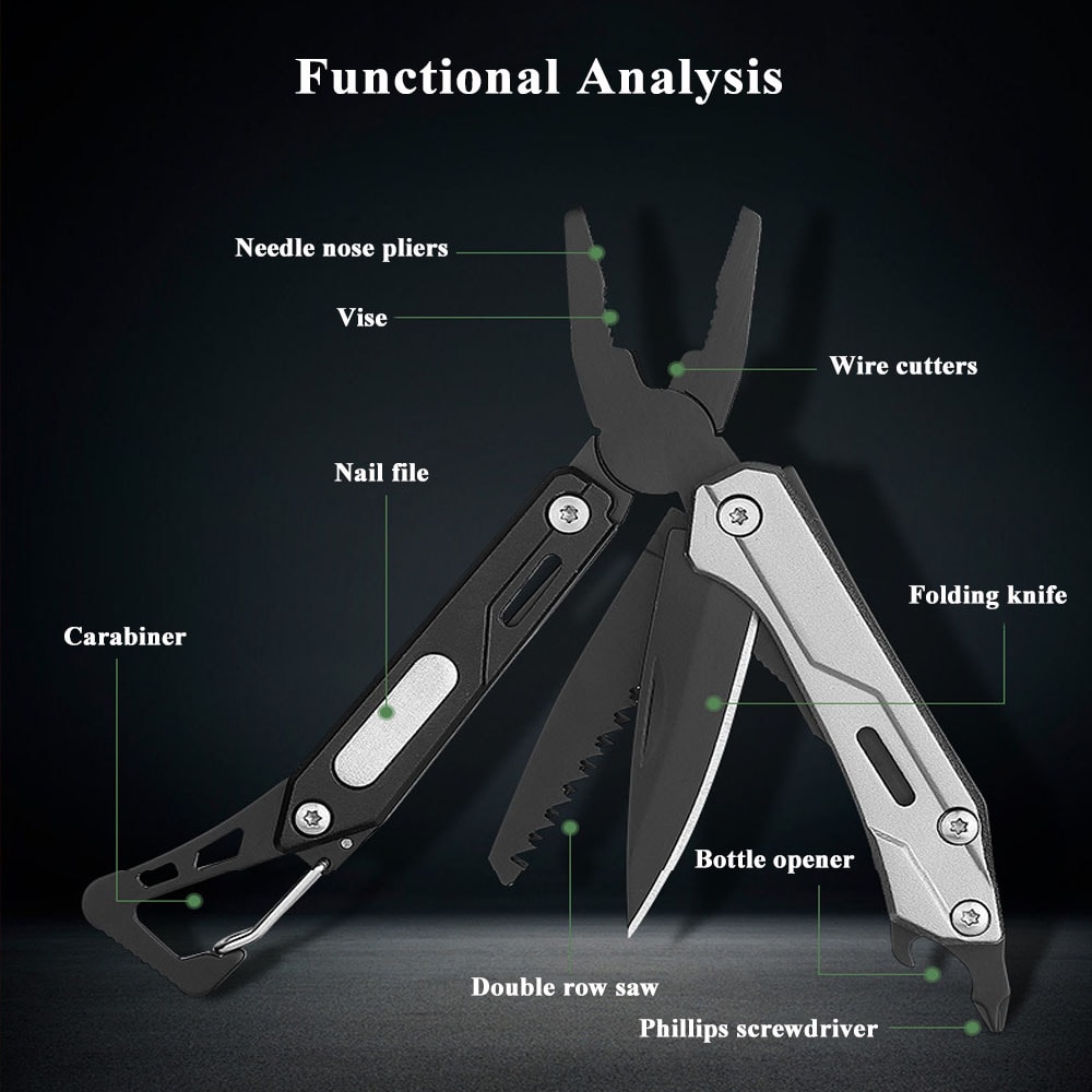Mini Multitool Survival Knife Pocket EDC Tool With Pliers Saw And Wire Stripper 4
