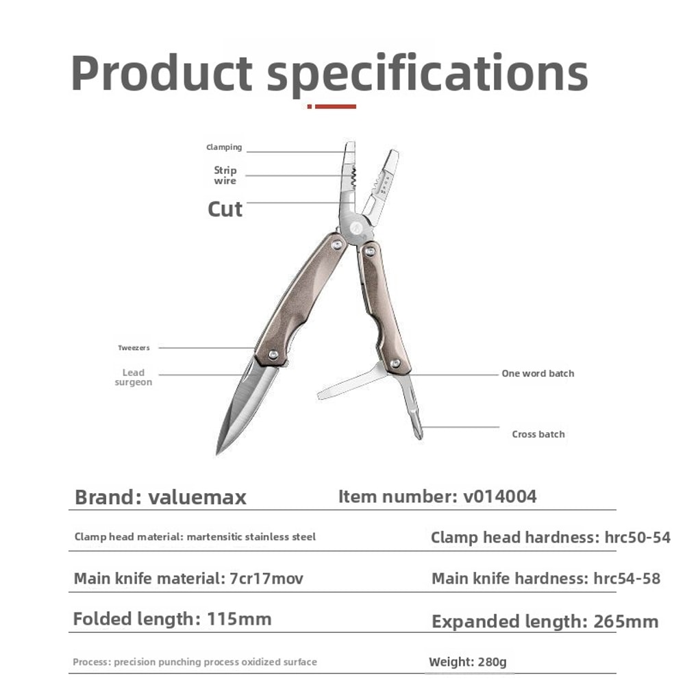 Portable Stainless Steel Folding Multitool Pliers Durable Multi Functional Utility Tool For Everyd 5