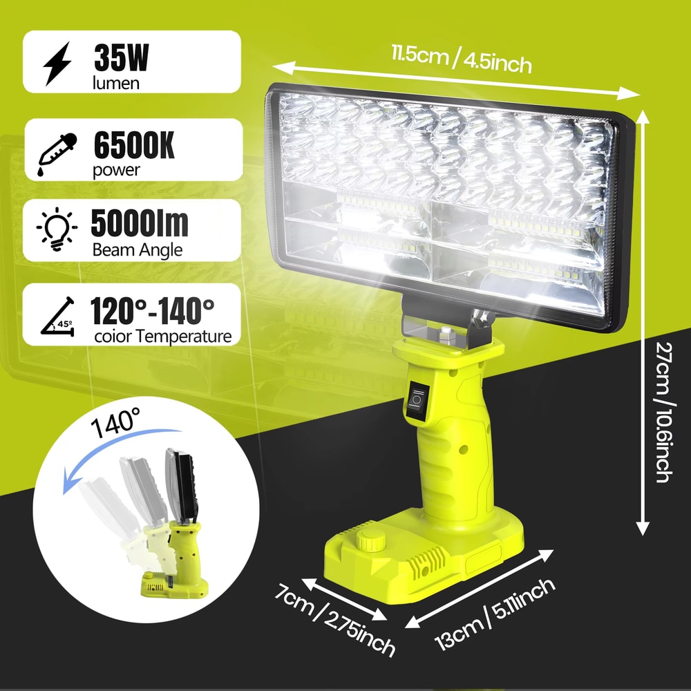 Portable Outdoor LED Work Light USB Power Bank For Ryobi Batteries 6