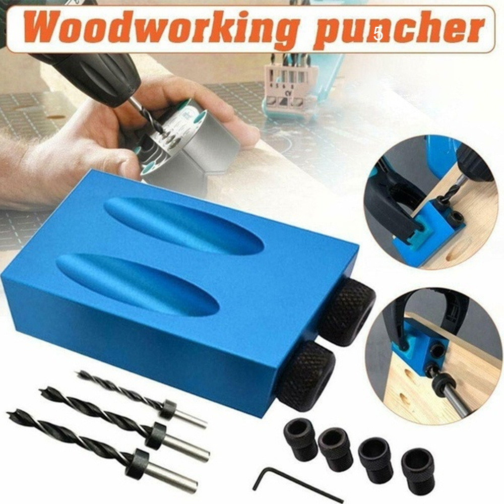 Pocket Hole Jig Kit For Woodworking Hole Drilling Guide Locator With Drill Bit Set 2