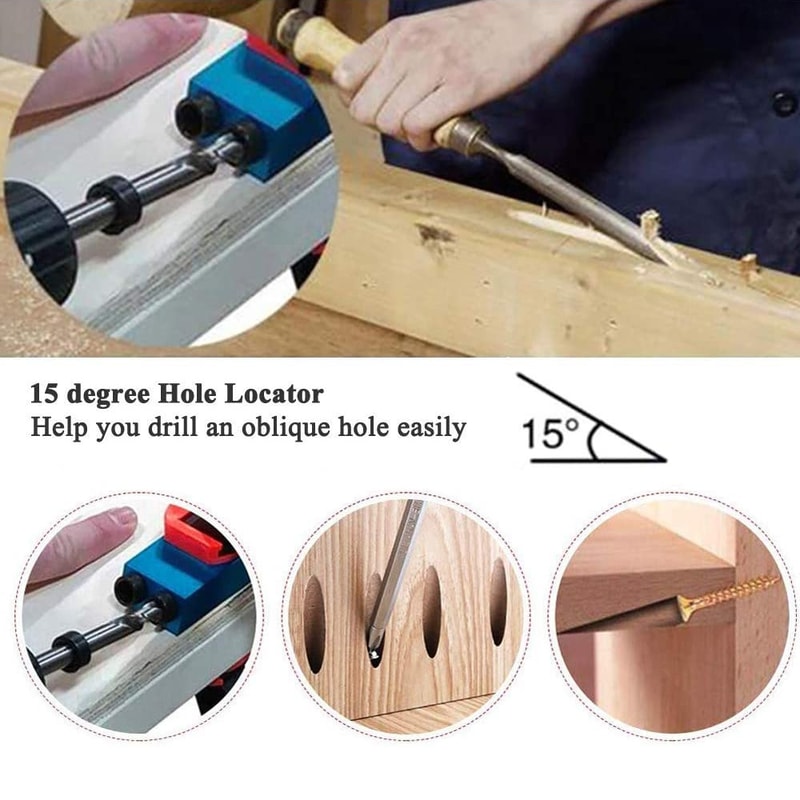 Pocket Hole Jig Kit For Woodworking Hole Drilling Guide Locator With Drill Bit Set 3
