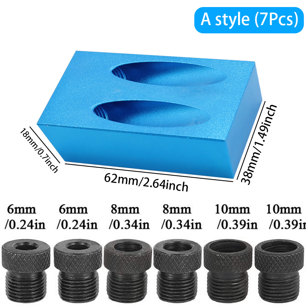 Pocket Hole Jig Kit For Woodworking Hole Drilling Guide Locator With Drill Bit Set 6