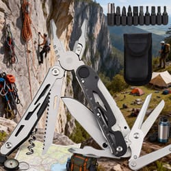 multifunctional camping multitool folding pliers, knife, scissors, and saw for outdoor adventures